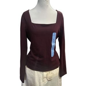 Express Burgundy Square Neck Top size large new